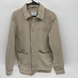 Old Navy  Beige Button Snap Utility Chore Jacket Twill Three Pocket Barn Men M